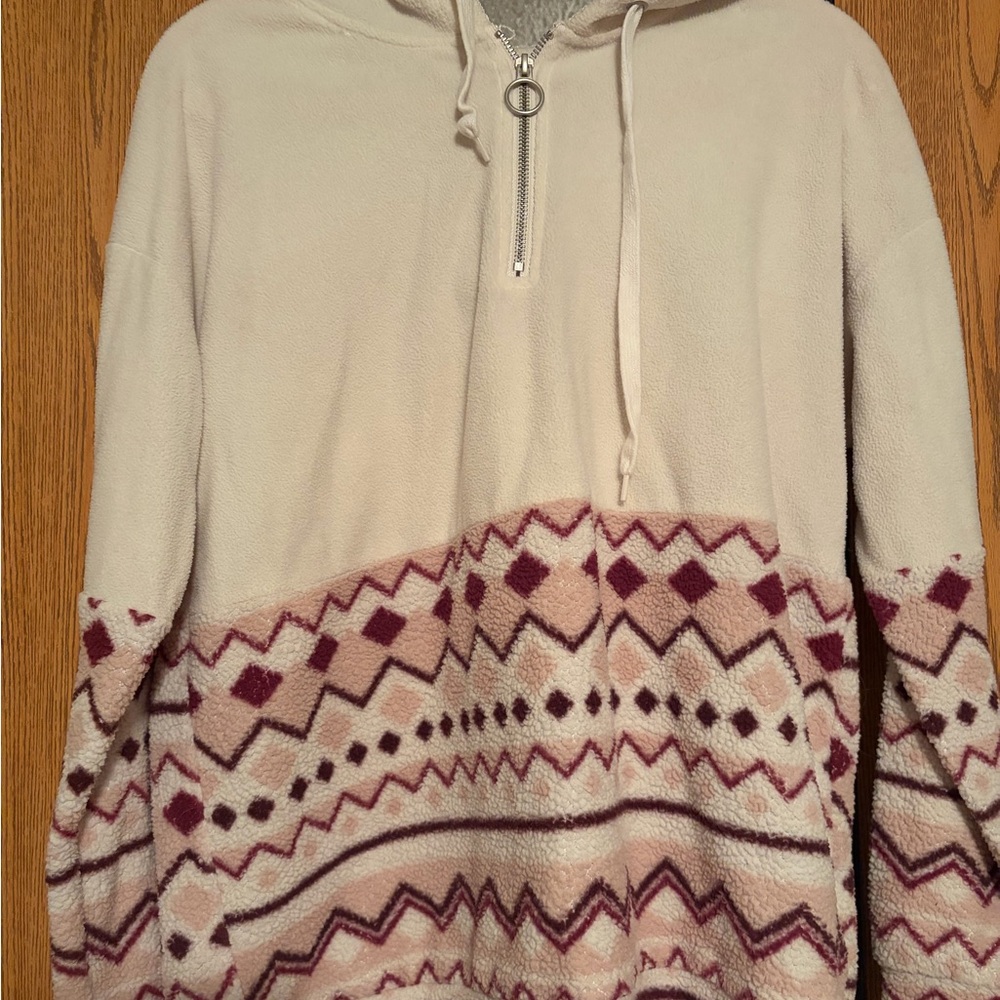 Como Vintage Cream and Burgundy Patterned Hoodie